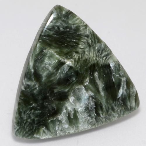 Serafinita verde natural de 12,51 ct, trillón, opaco