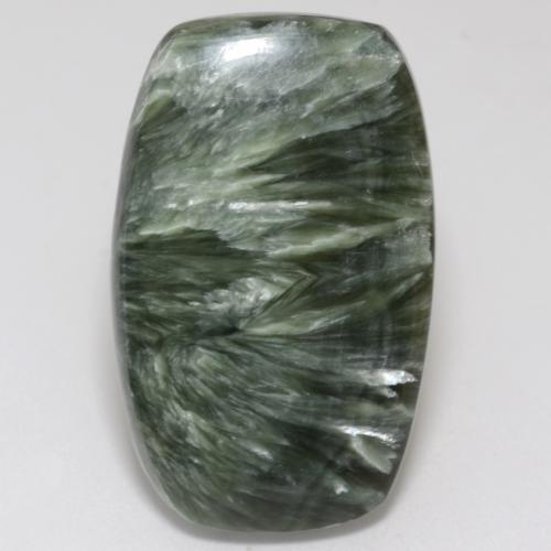 Serafinita Verde medio natural de 17.88 ct, Forma elegante, Opaco