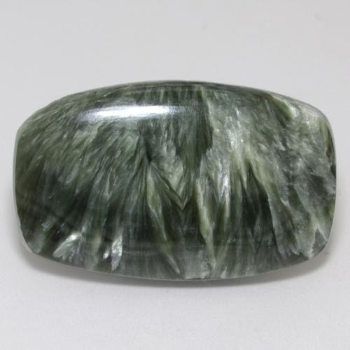 Serafinita Verde medio natural de 17.88 ct, Forma elegante, Opaco