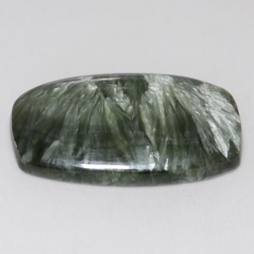 Serafinita Verde medio natural de 17.88 ct, Forma elegante, Opaco