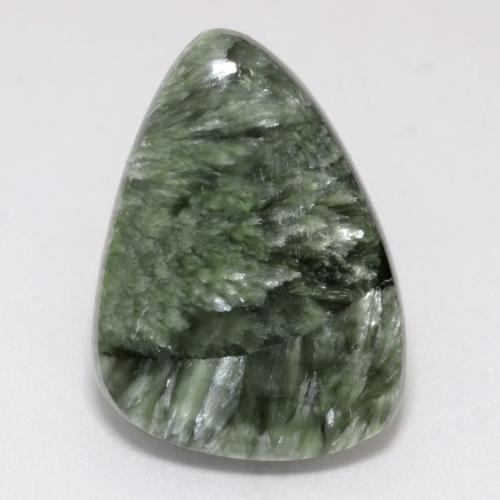 Serafinita verde natural de 8,66 ct, forma elegante, opaco