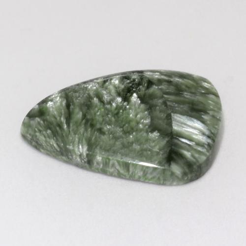 Serafinita verde natural de 8,66 ct, forma elegante, opaco
