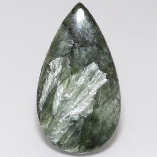Serafinita verde natural de 15,23 ct, en forma de pera, opaco