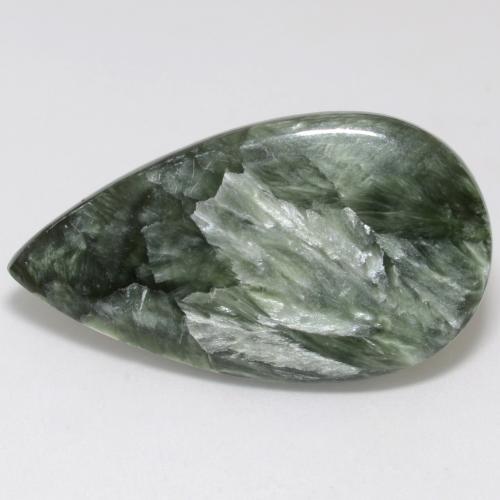 Serafinita verde natural de 15,23 ct, en forma de pera, opaco
