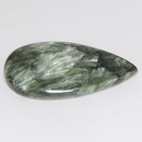 Serafinita verde natural de 15,23 ct, en forma de pera, opaco