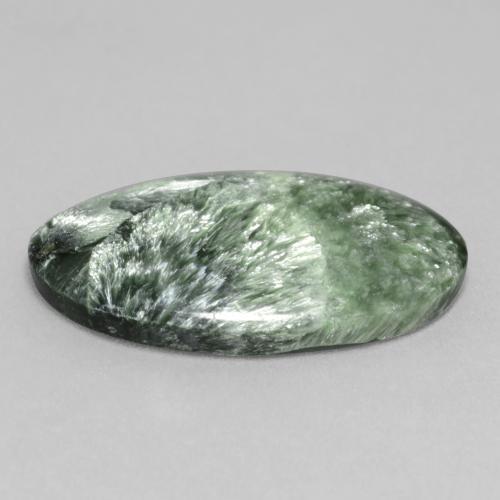 Serafinita verde natural de 11,26 ct, corte óvalo, opaco