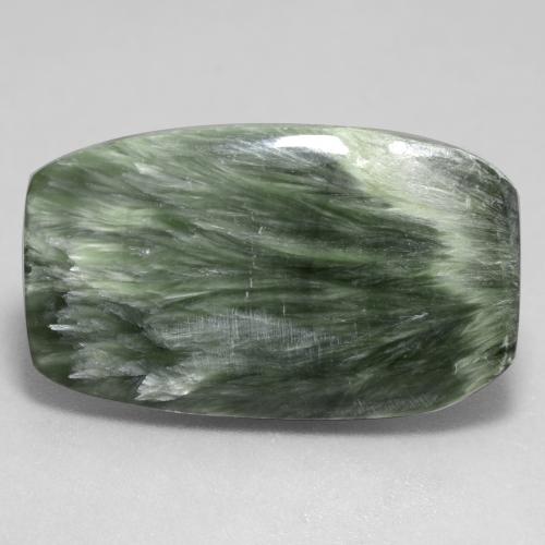 Serafinita verde natural de 11,68 ct, forma elegante, opaco