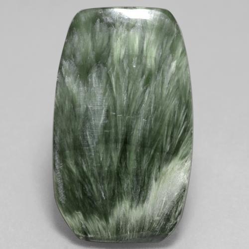 Serafinita verde natural de 11,68 ct, forma elegante, opaco