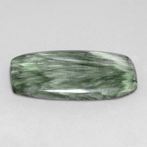Serafinita verde natural de 11,68 ct, forma elegante, opaco