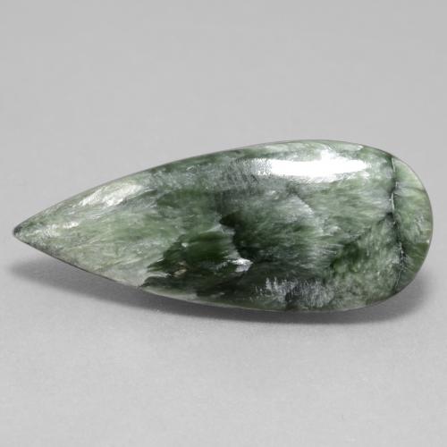 Serafinita Verde medio natural de 8.40 ct, En forma de pera, Opaco