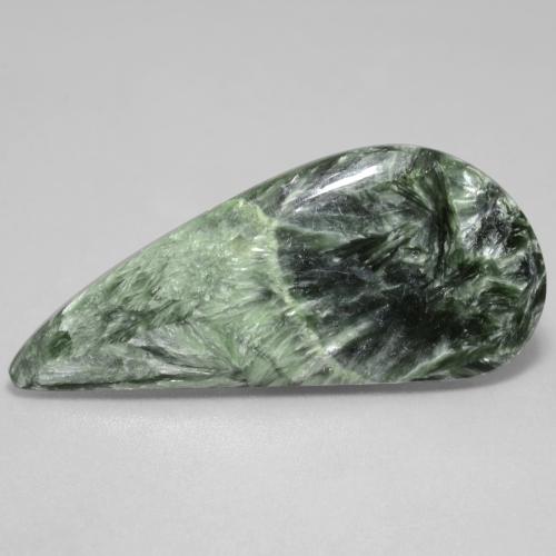 Serafinita Verde grisáceo natural de 18.63 ct, Forma elegante, Opaco