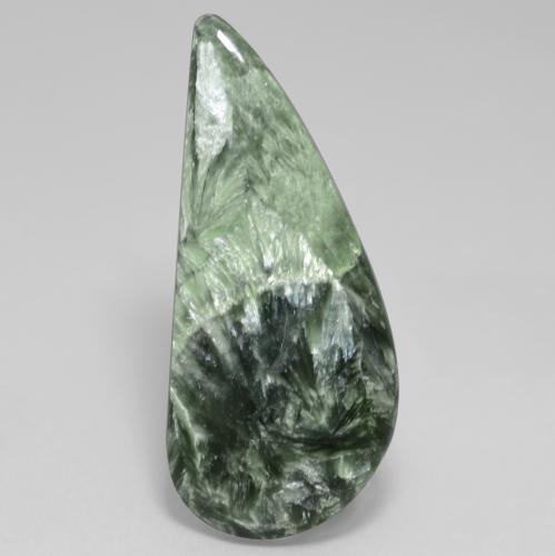 Serafinita Verde grisáceo natural de 18.63 ct, Forma elegante, Opaco