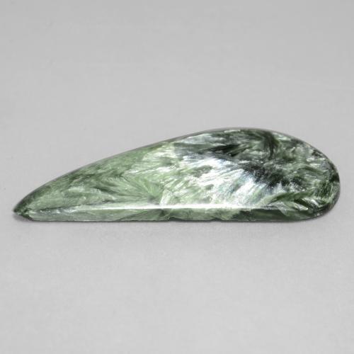 Serafinita Verde grisáceo natural de 18.63 ct, Forma elegante, Opaco