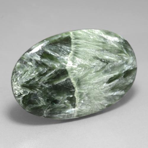 Serafinita Verde medio natural de 29.23 ct, Corte Óvalo, Opaco