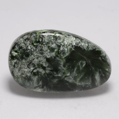 Serafinita verde natural de 6,42 ct, forma elegante, opaco