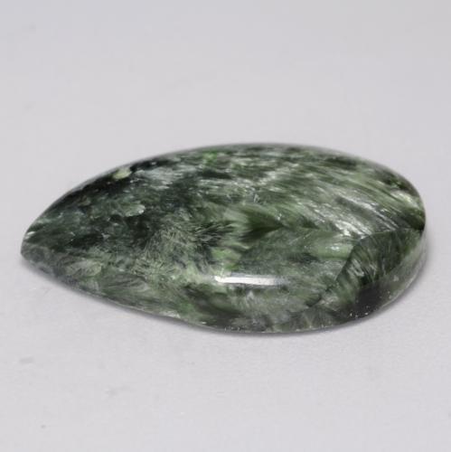 Serafinita verde natural de 8,36 ct, en forma de pera, opaco