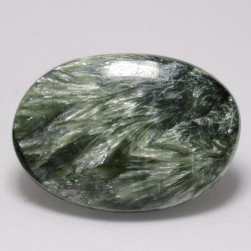 Serafinita verde natural de 8,17 ct, corte óvalo, opaco