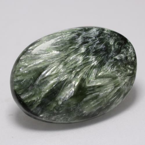 Serafinita verde natural de 8,17 ct, corte óvalo, opaco