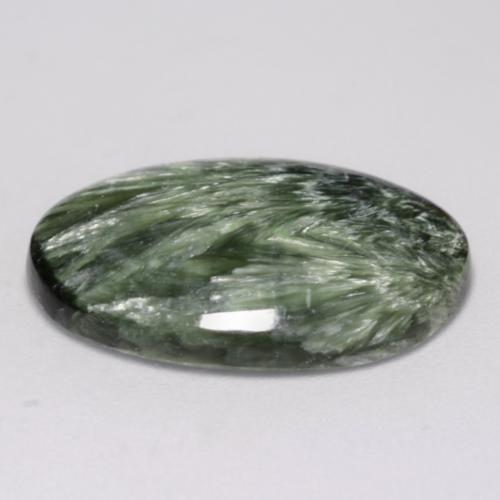Serafinita verde natural de 8,17 ct, corte óvalo, opaco