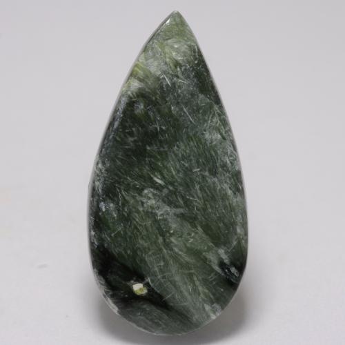 Serafinita Verde multicolor natural de 6.29 ct, En forma de pera, Opaco