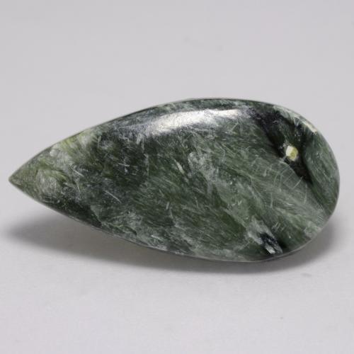 Serafinita Verde multicolor natural de 6.29 ct, En forma de pera, Opaco