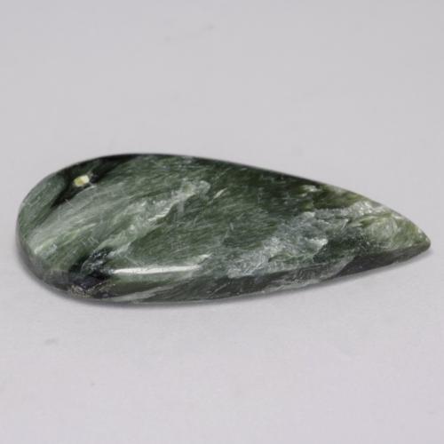 Serafinita Verde multicolor natural de 6.29 ct, En forma de pera, Opaco