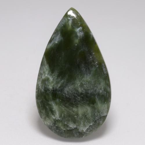 Serafinita verde natural de 8,10 ct, en forma de pera, opaco