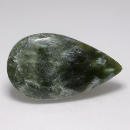 Serafinita verde natural de 8,10 ct, en forma de pera, opaco