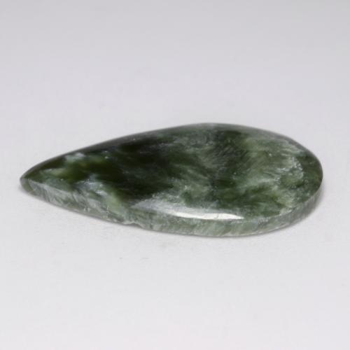 Serafinita verde natural de 8,10 ct, en forma de pera, opaco