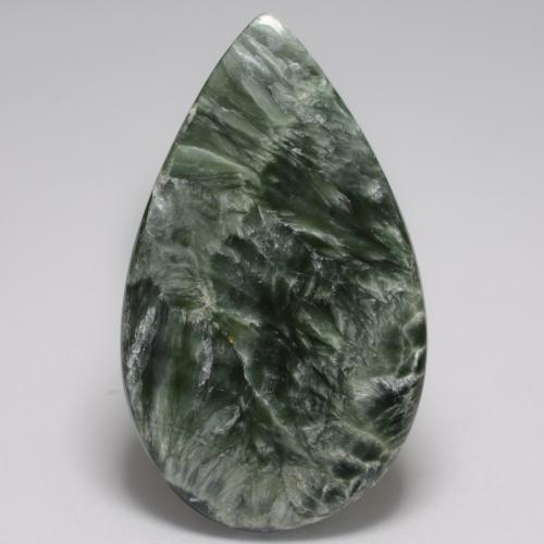 Serafinita Verde medio natural de 17.10 ct, En forma de pera, Opaco