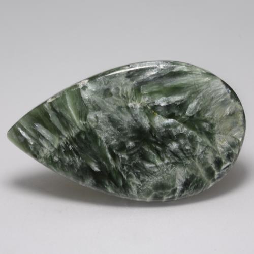 Serafinita Verde medio natural de 17.10 ct, En forma de pera, Opaco