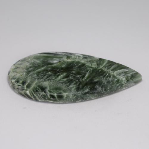 Serafinita Verde medio natural de 17.10 ct, En forma de pera, Opaco