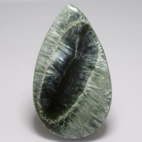 Serafinita verde natural de 20,83 ct, en forma de pera, opaco
