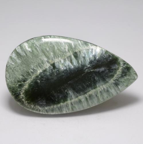 Serafinita verde natural de 20,83 ct, en forma de pera, opaco