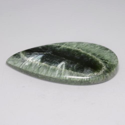 Serafinita verde natural de 20,83 ct, en forma de pera, opaco