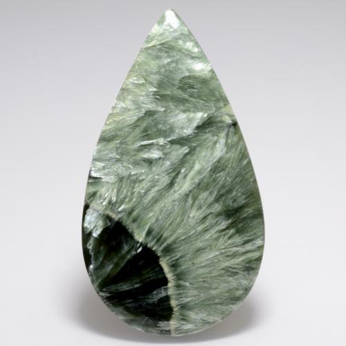 Serafinita verde natural de 20,54 ct, en forma de pera, opaco