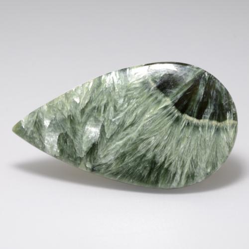 Serafinita verde natural de 20,54 ct, en forma de pera, opaco