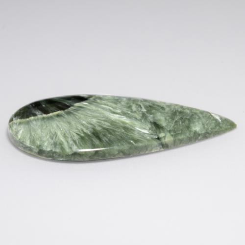 Serafinita verde natural de 20,54 ct, en forma de pera, opaco