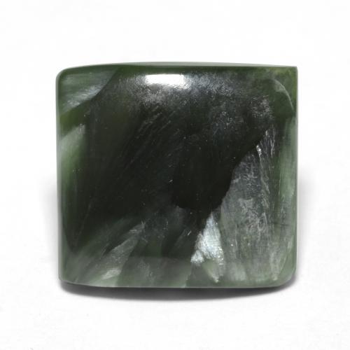 Serafinita verde natural de 4,03 ct, cuadrado, opaco