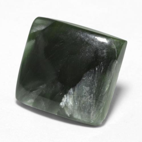 Serafinita verde natural de 4,03 ct, cuadrado, opaco