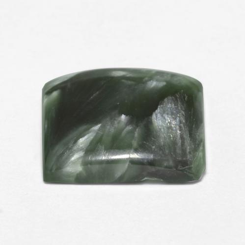 Serafinita verde natural de 4,03 ct, cuadrado, opaco