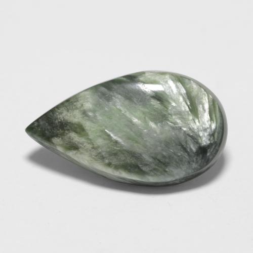 Serafinita verde natural de 3,22 ct, en forma de pera, opaco