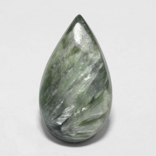Serafinita verde natural de 3,22 ct, en forma de pera, opaco