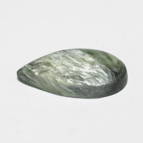 Serafinita verde natural de 3,22 ct, en forma de pera, opaco