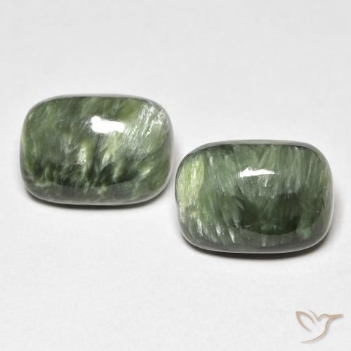 11.56ctw Natural Verde terroso serafinita, Forma Cojín, Opaco