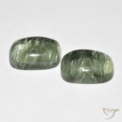 Gemas de Serafinita Verde terroso natural de 11.56 ct, Forma Cojín, Opaco