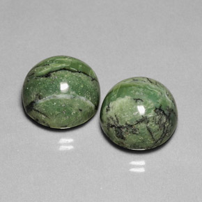 Gemas de serpentina verde natural de  ct, corte redondo, opaco