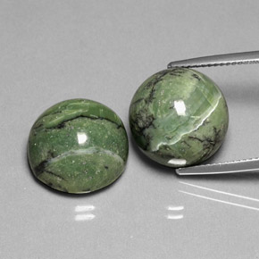 Gemas de serpentina verde natural de  ct, corte redondo, opaco