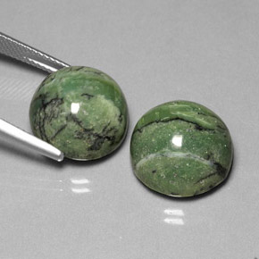 Gemas de serpentina verde natural de  ct, corte redondo, opaco