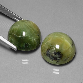 Gemas de serpentina verde natural de  ct, corte redondo, opaco